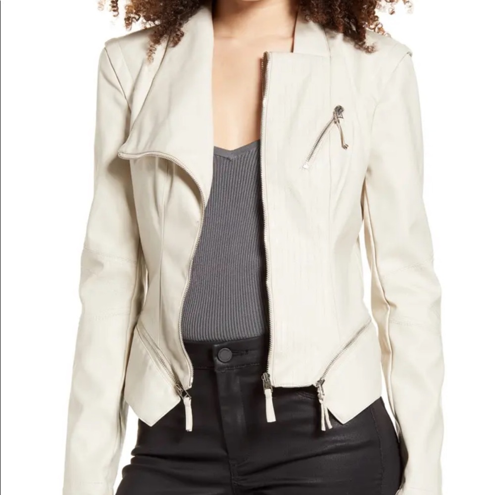 NWOT Vegan Leather Cream Jacket